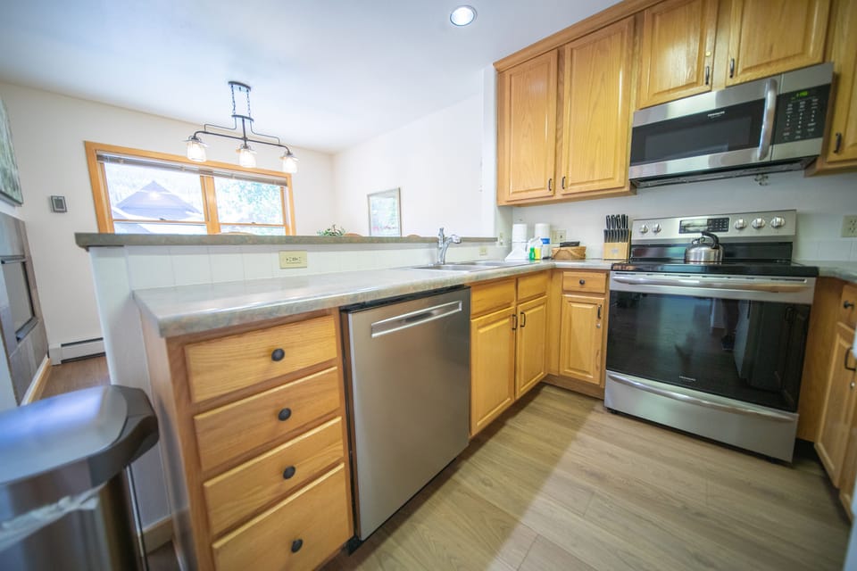 Kitchen with stainless steel appliances