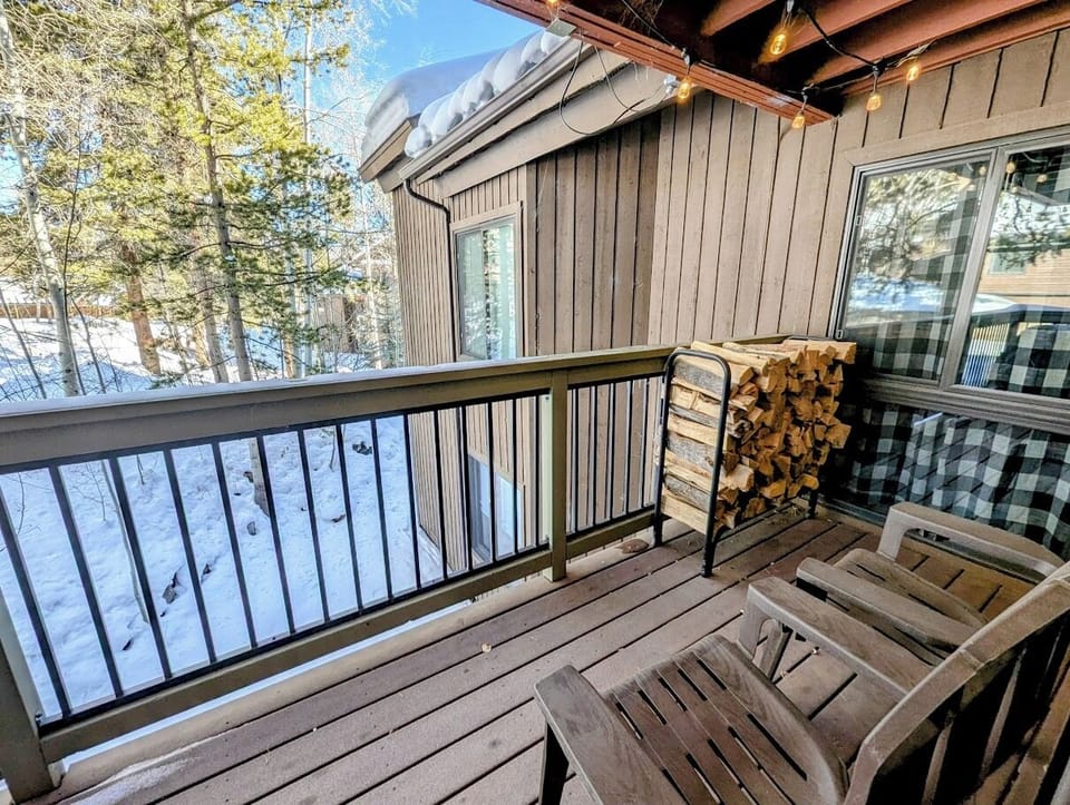 Winter balcony views - Stocked firewood is a plus! #winter
