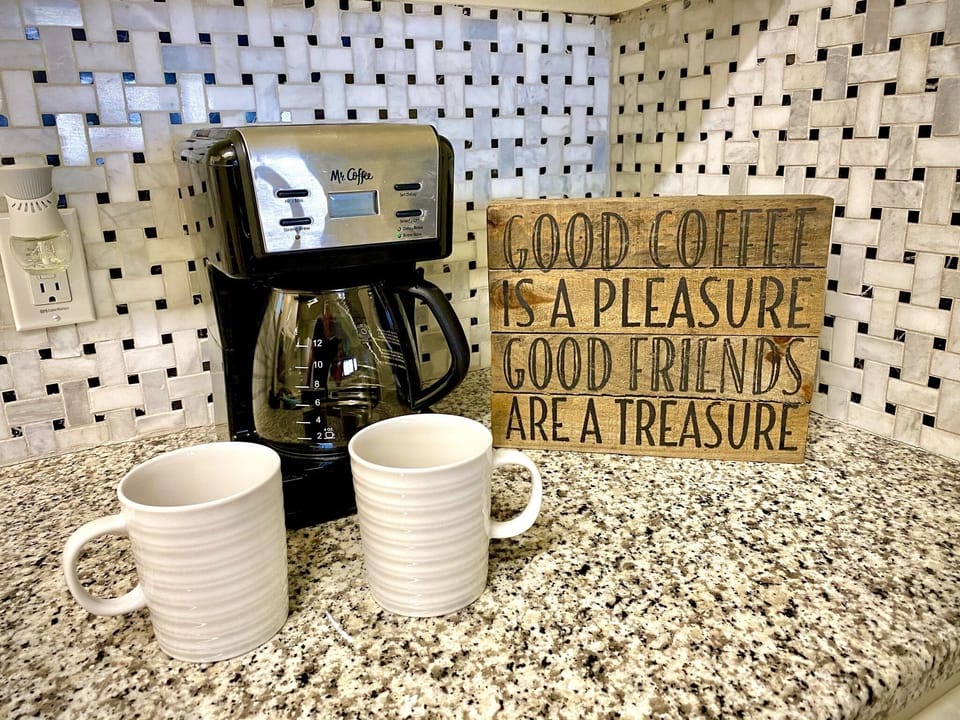 Morning coffee on the balcony is a lake lover's dream.