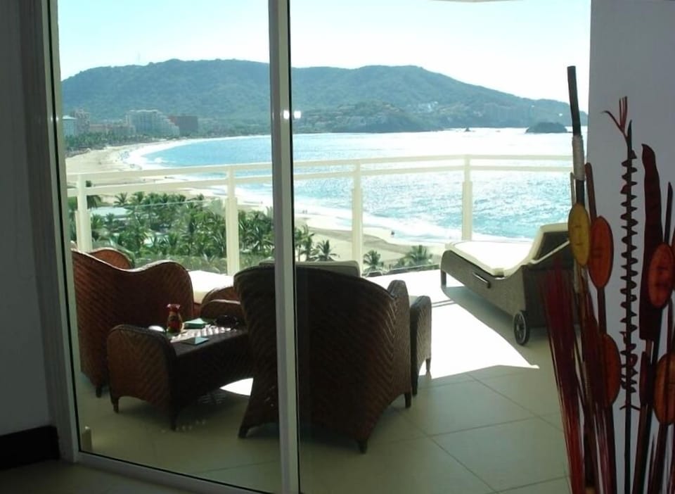 Comfortable furniture on the balcony 