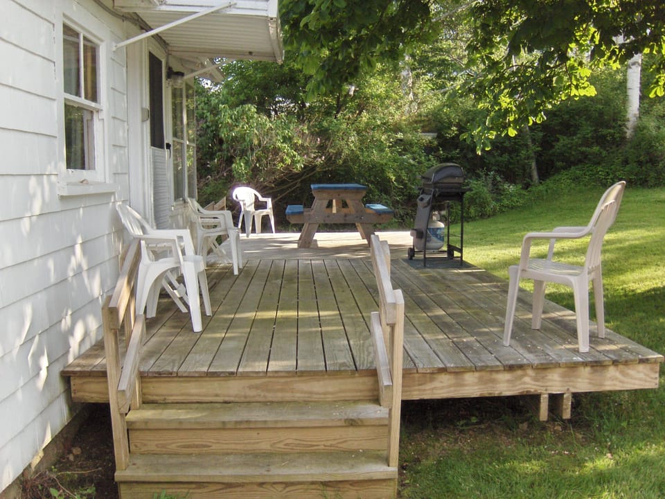 Back Deck with Picnic Table & Gas Grill