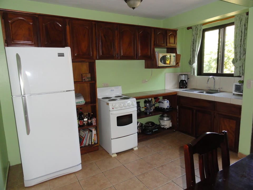 Fully equipped kitchen with large fridge