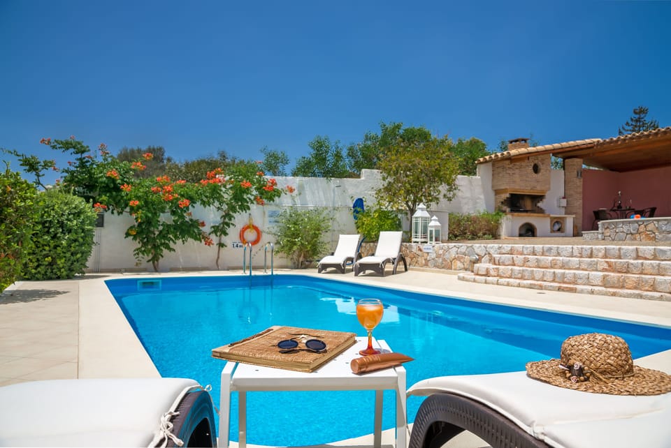 Adult & baby pool in high fence for total privacy.