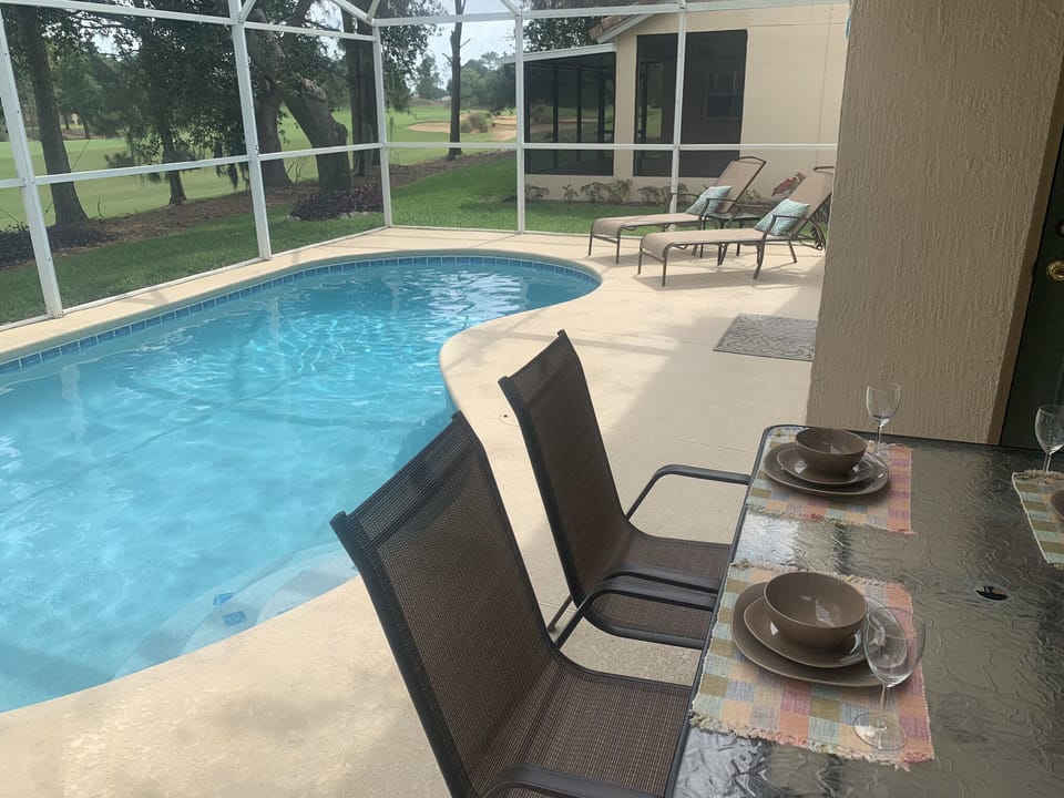 Private Pool with Patio Set