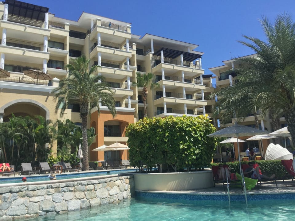 View of the pool area just outside of the main lobby and B Bar lounge.
