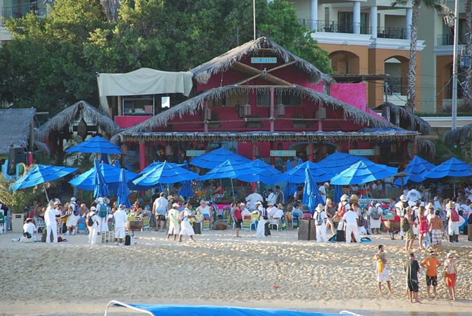 The famous Office beach restaurant and beach bar. Resort behind it.
