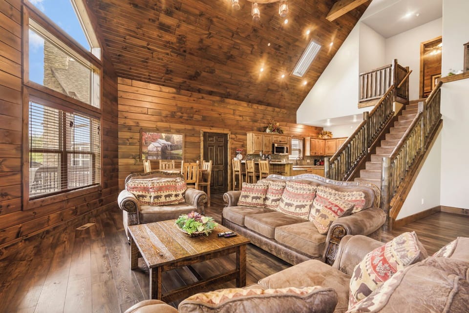 Comfortable furniture in the living room on the main level