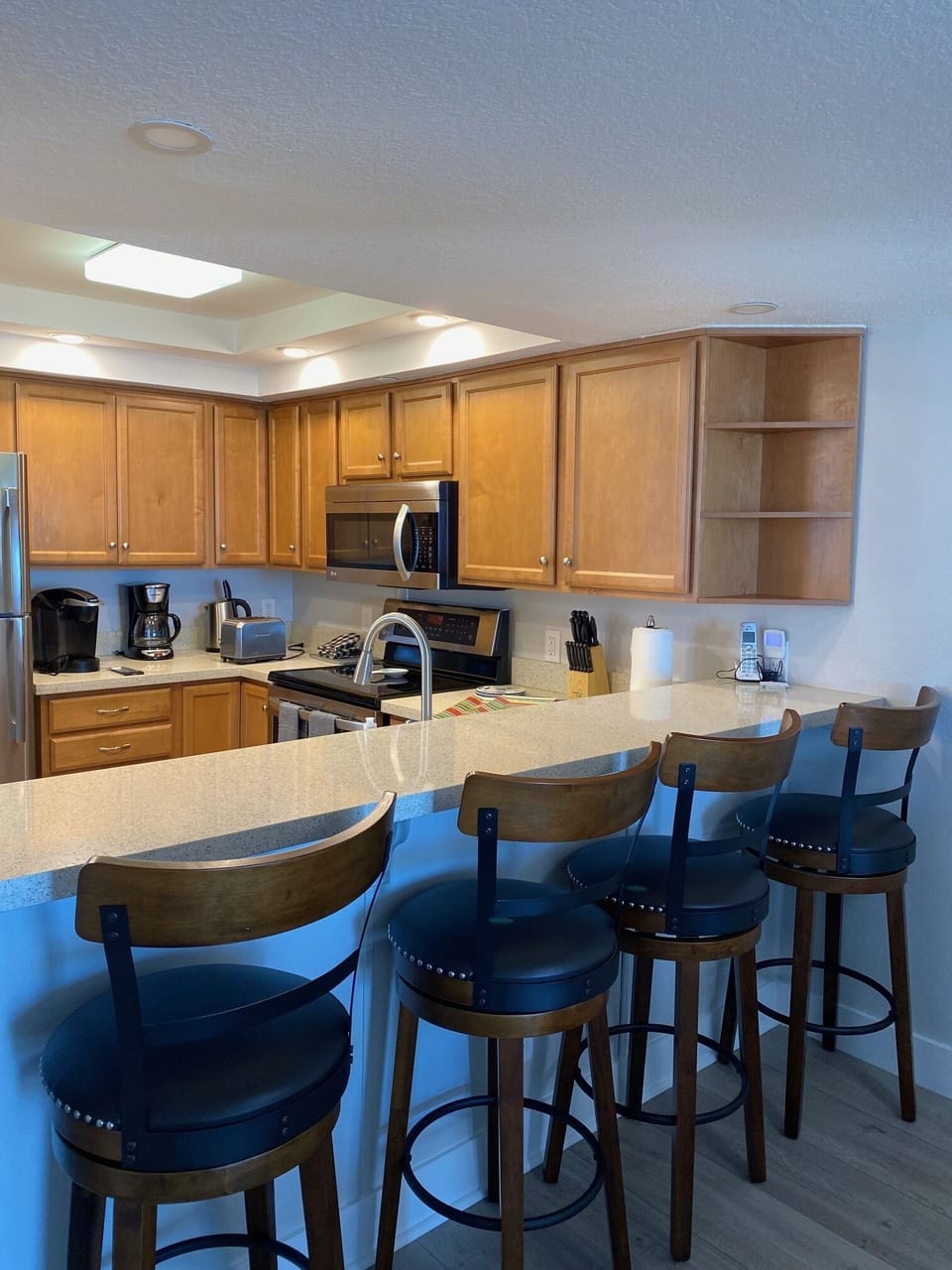 Kitchen and barstools for seating