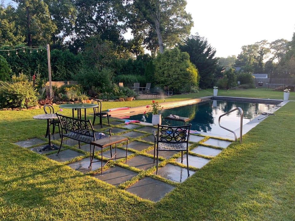 44'x18' inground heated salt swimming pool with 8 feet deep end
