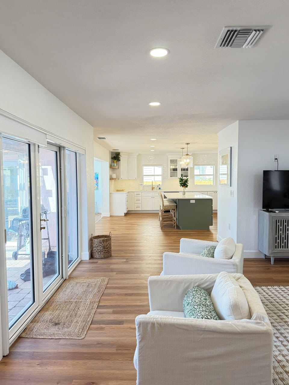 View into kitchen from living room