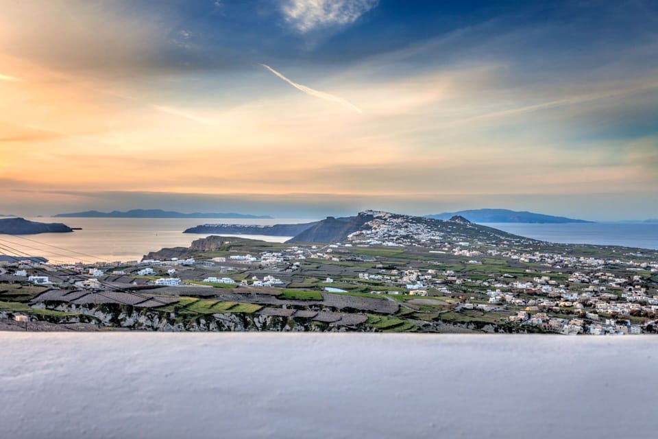 terrace view, caldera, sunset