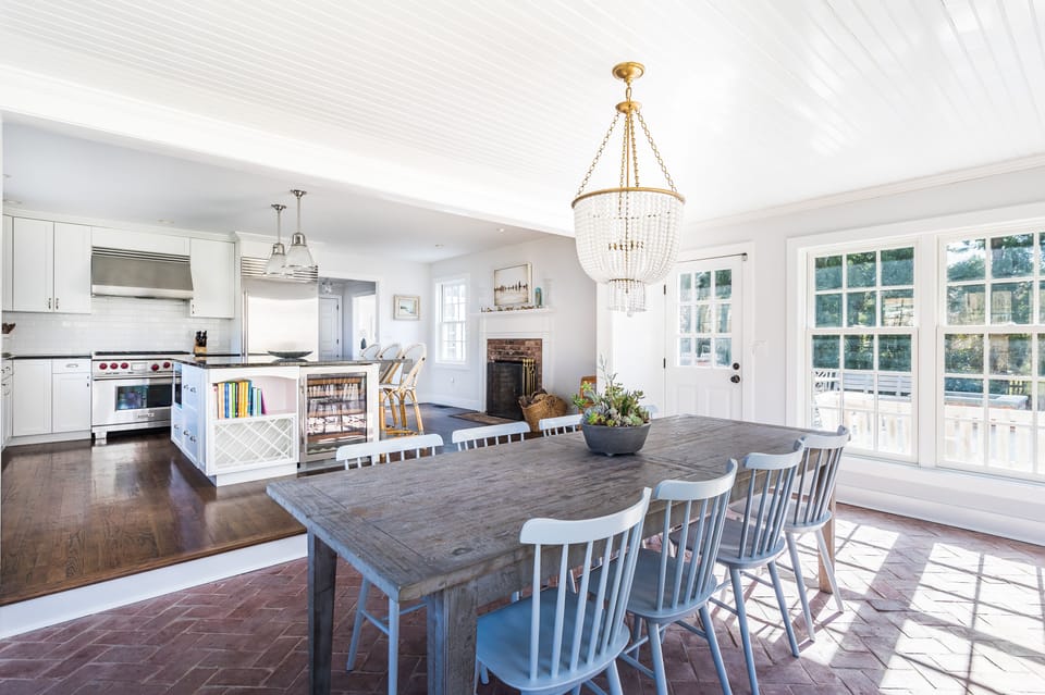 Designer chef's kitchen featuring wolf and subzero appliances & wine fridge