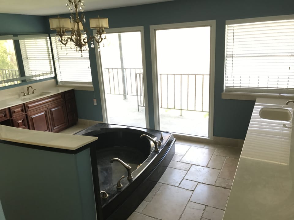 Master Bath 
Large soaking tub with toilet, Bidet and two lighted Vanities