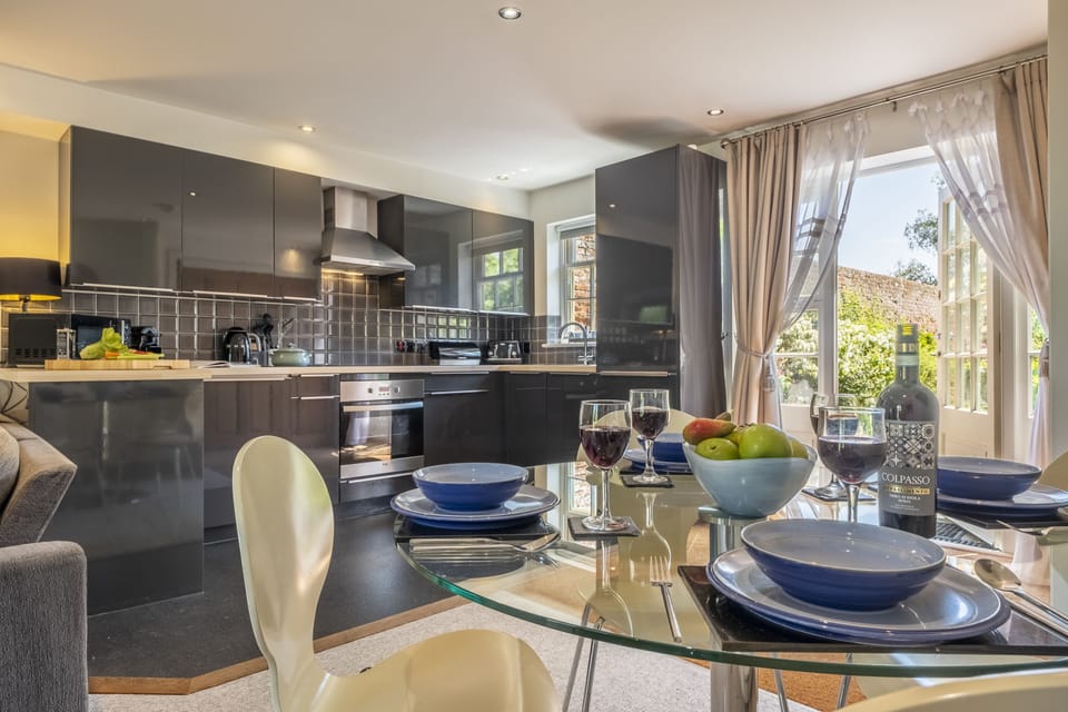 The open-plan kitchen and dining area