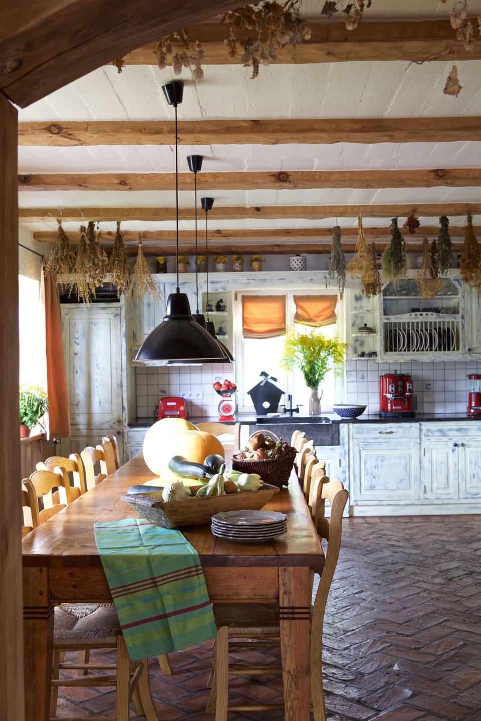 The kitchen seats 10 easily. 