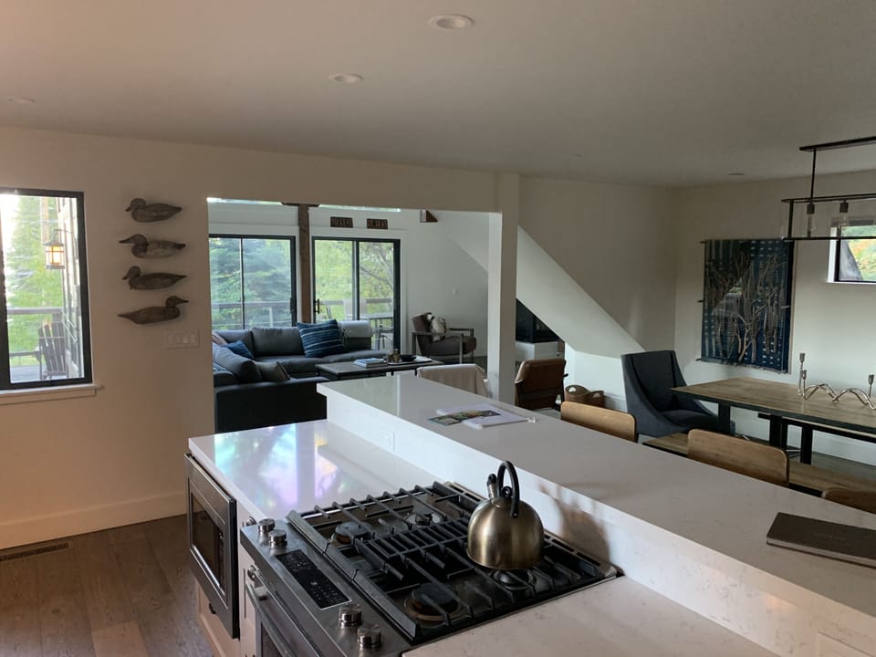 Kitchen through to living room