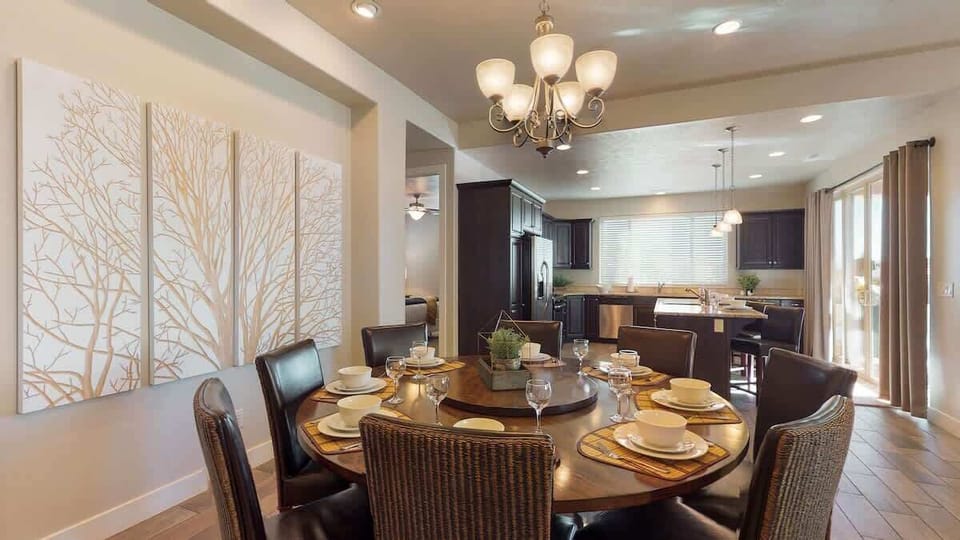 Dining table with seating for 8