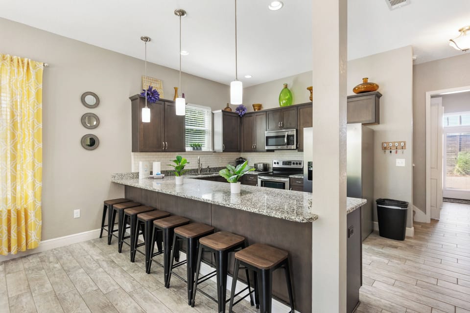 Perfect Kitchen equipped with everything needed for preparing meals. The extended Counter  Seats 8!