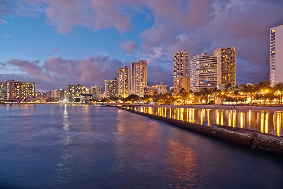 Waikiki at night lights