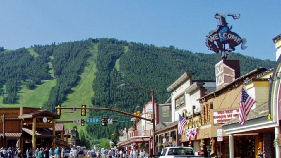 Similar view of Snow King Mountain Resort from the bedroom window