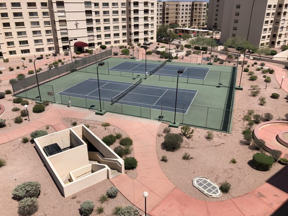Patio view tennis court
