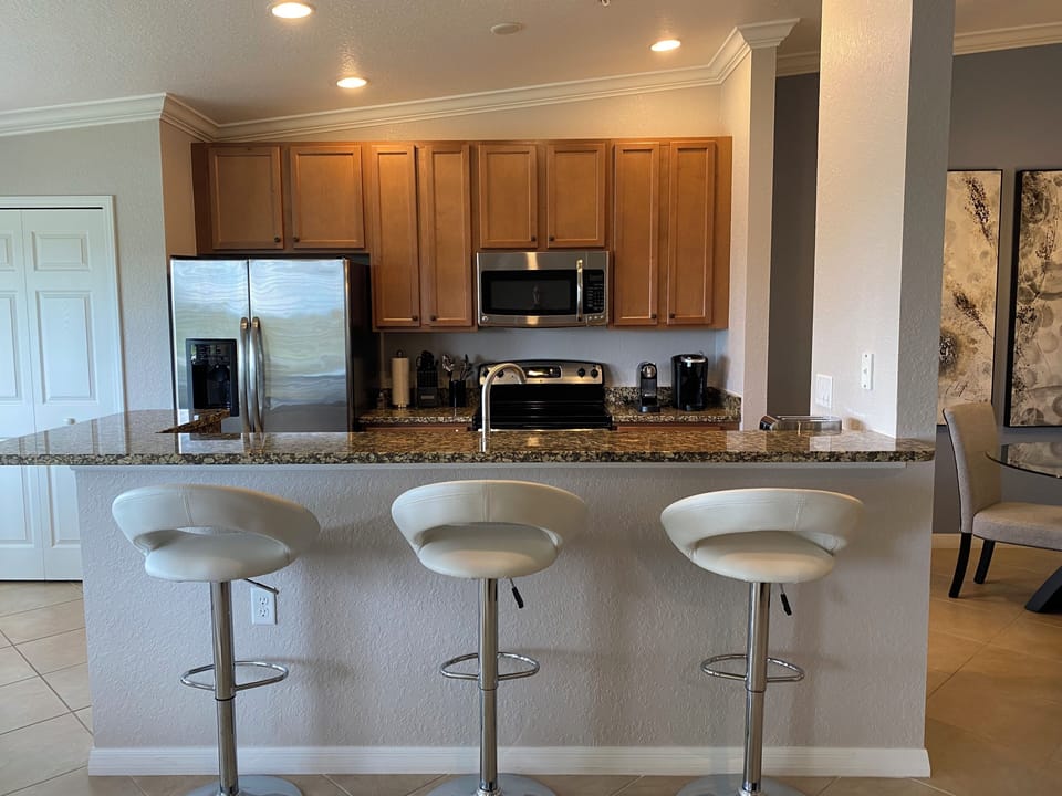 The kitchen is fully stocked with everything you need.