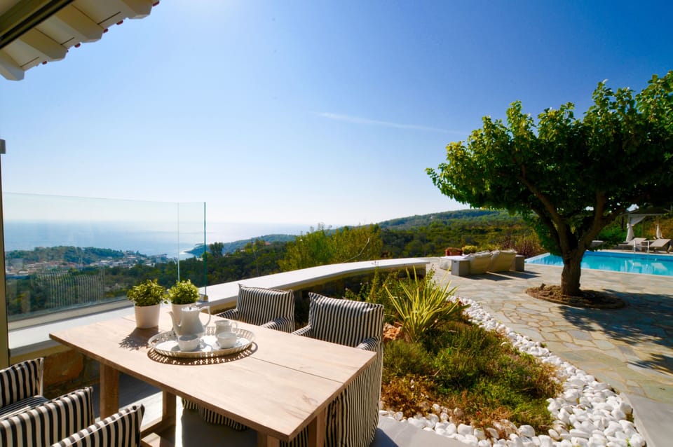 Looking across the main terrace , breakfast outside with a stunning view ,