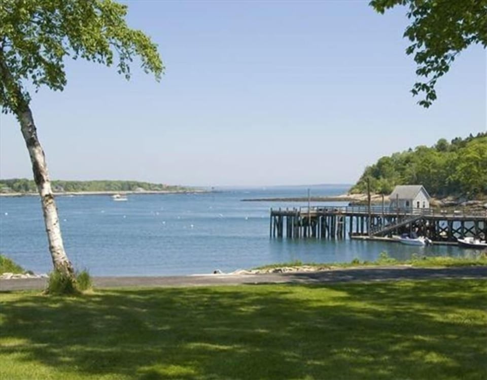 Your view from the deck.  This is Spring Cove with Whitehead Passage beyond.