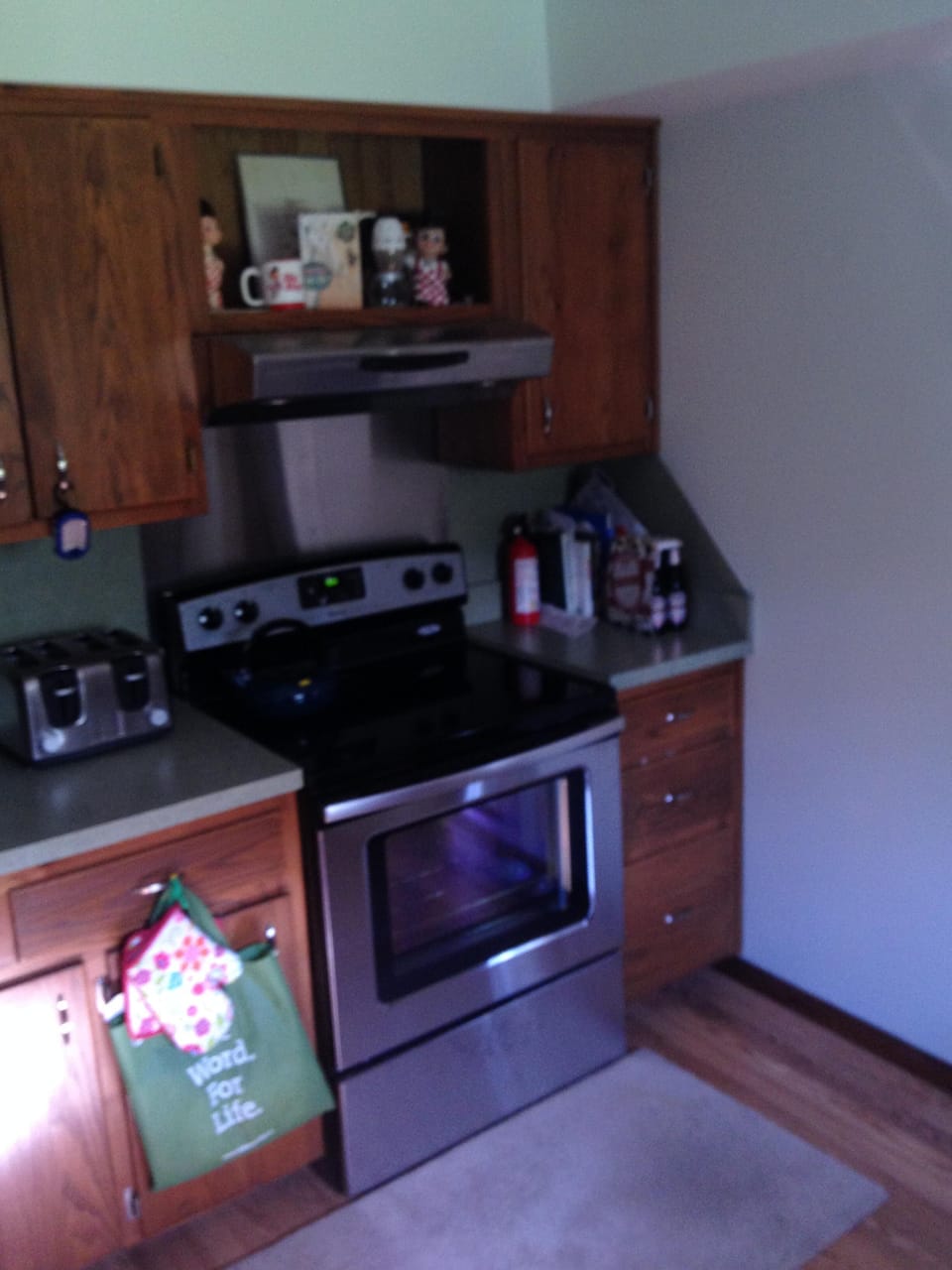 Kitchen - new GE stove purchased June 2015. Used white fridge (not shown) 
