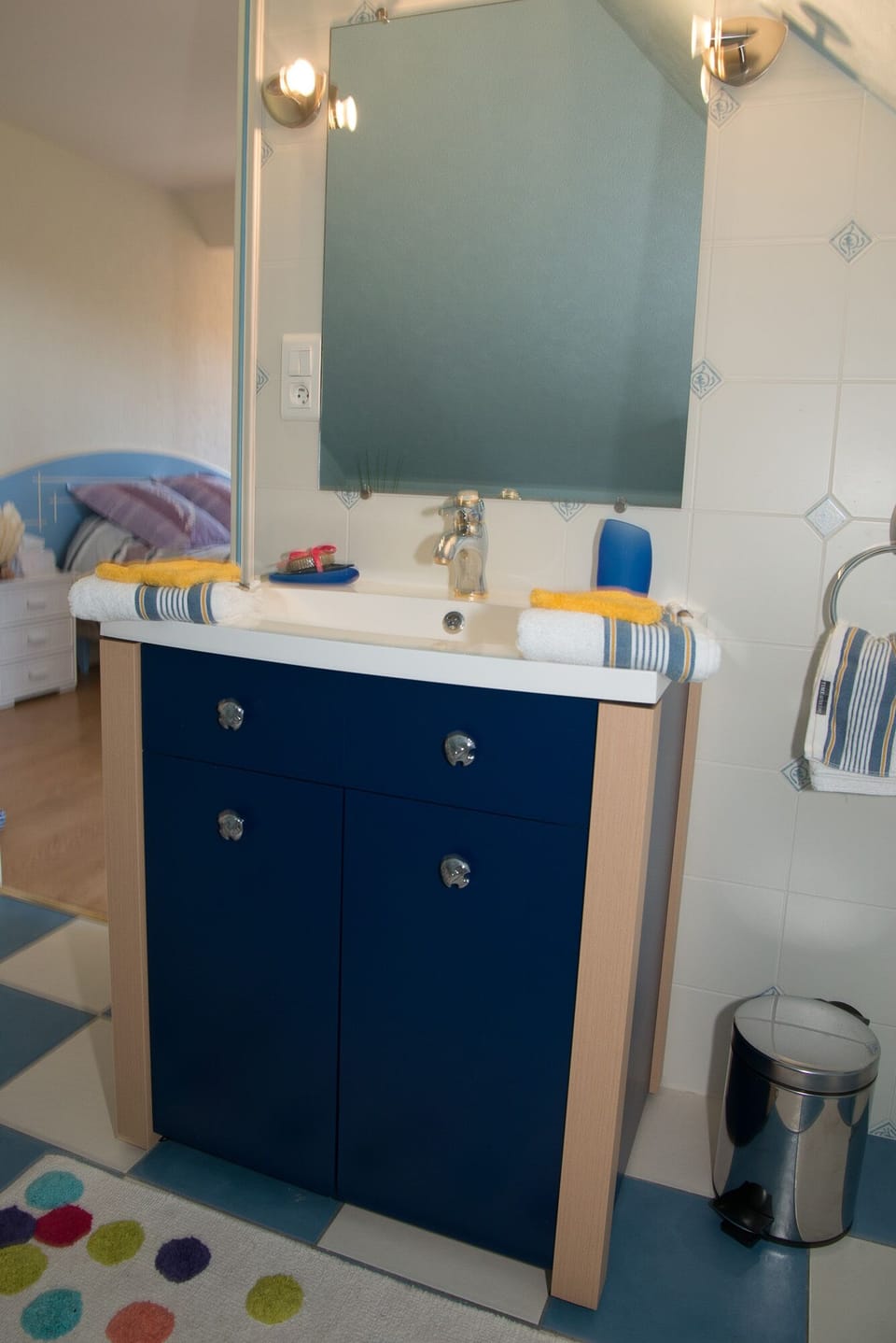 Bathroom giving onto the bedroom