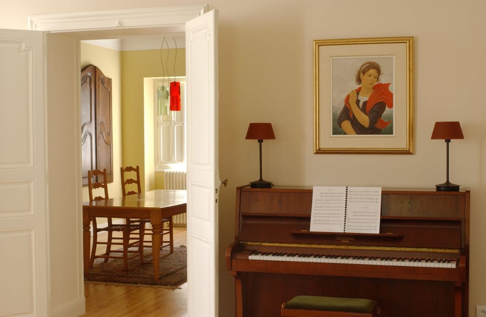 Piano and Dining Room - Clos Mirabel Manor House