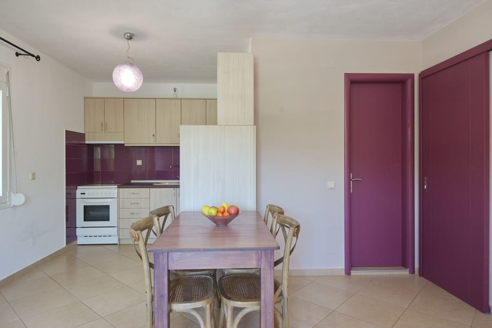 the modern kitchen and open plan living room  full oven and hob , wash machine