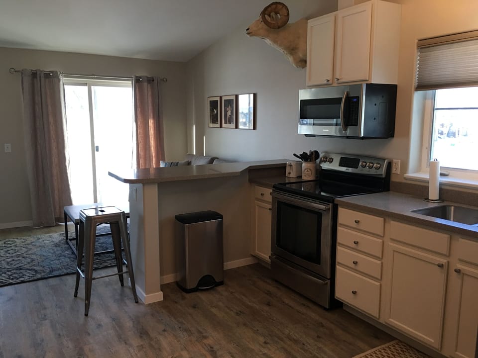 kitchen into living room