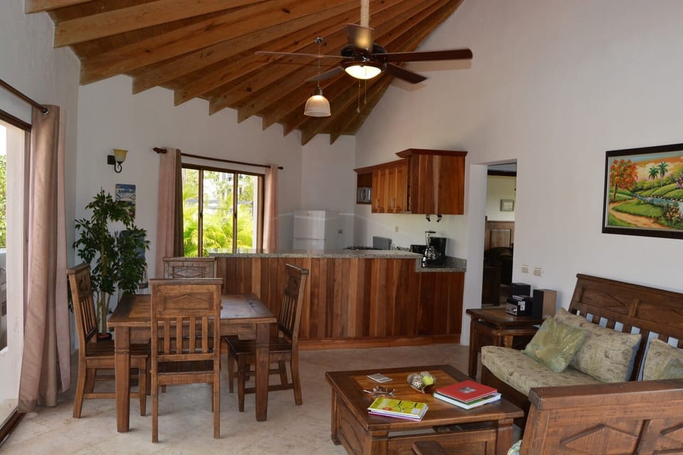 Living area and kitchen