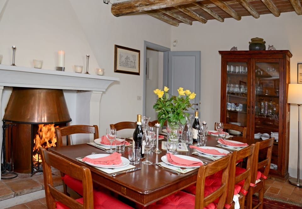 The Dining Room enjoys its fireplace in winter