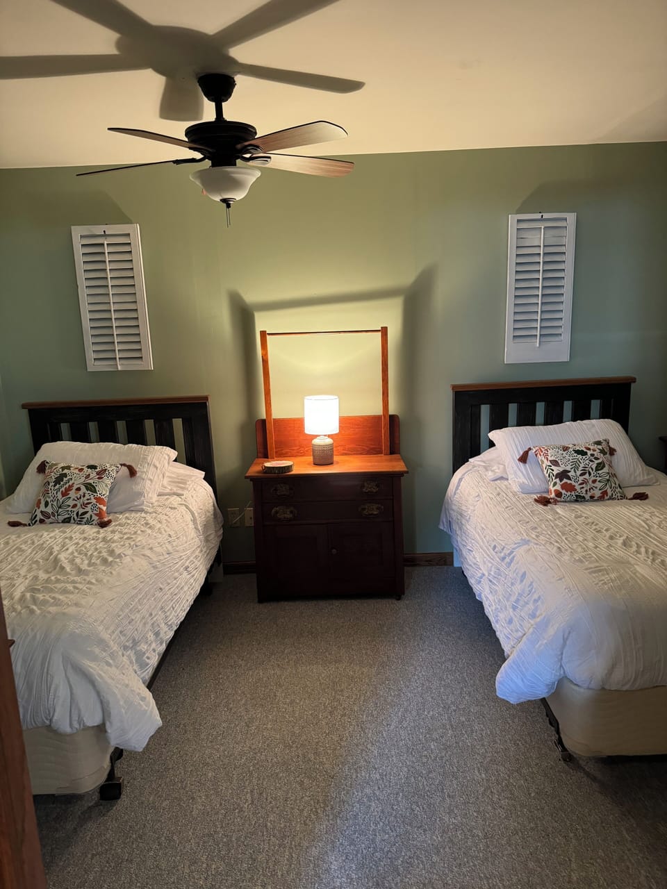 Lower level bedroom. Twin beds.