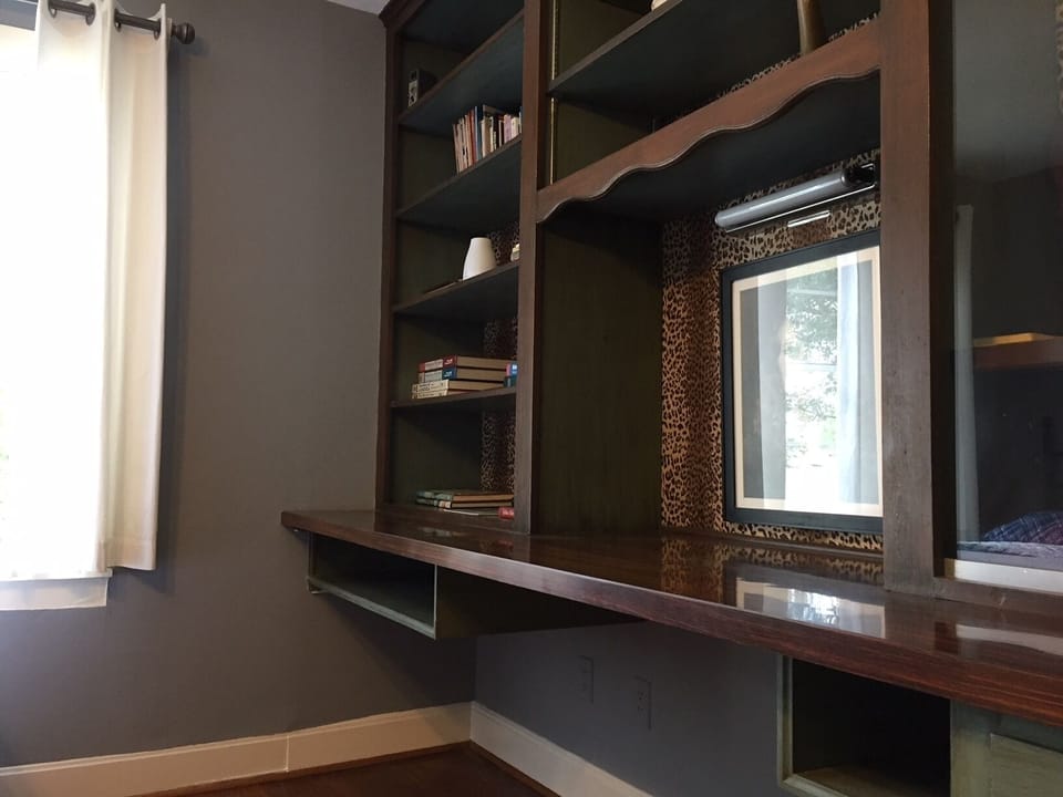 Bedroom 4 built in study desk and library