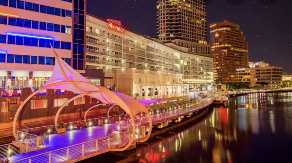 Night walks on the riverwalk downtown 