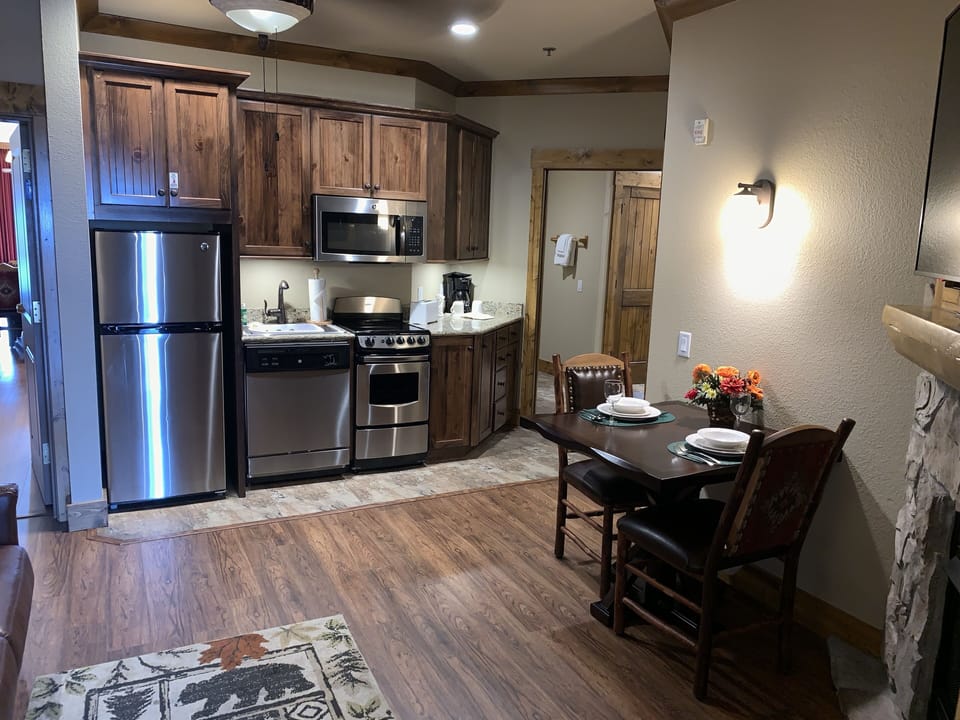 Kitchen, small dinette And chimney 