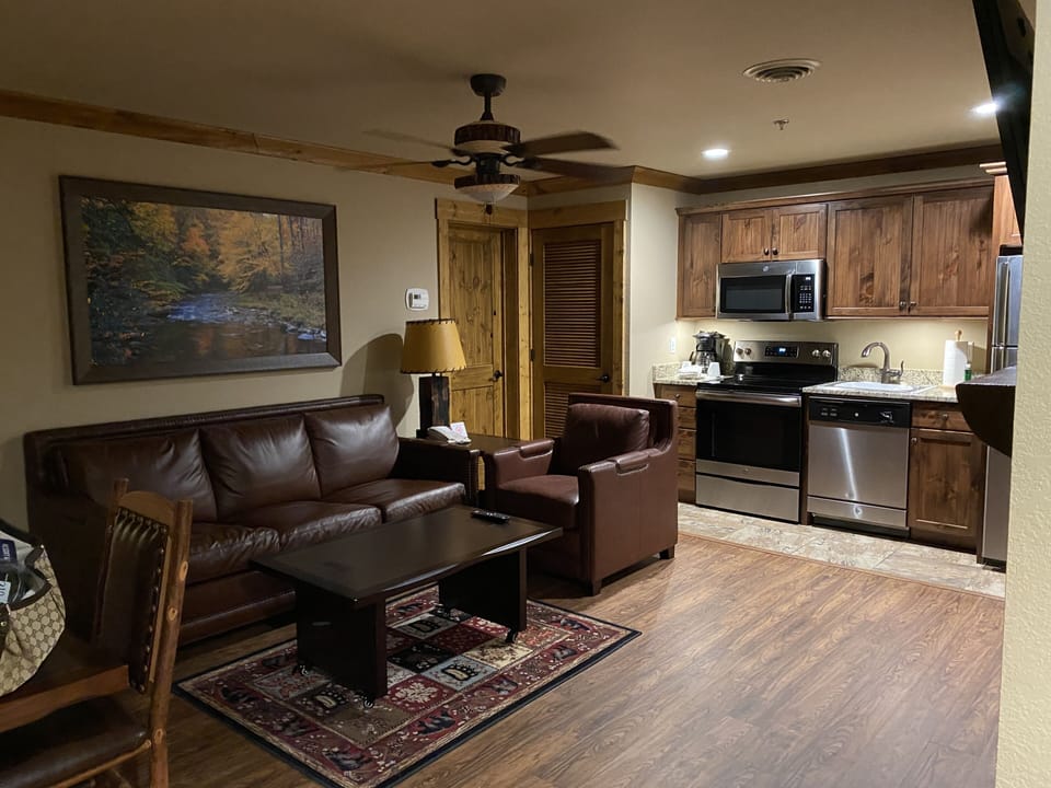 Queen sofa bed in the living room
With fire place 