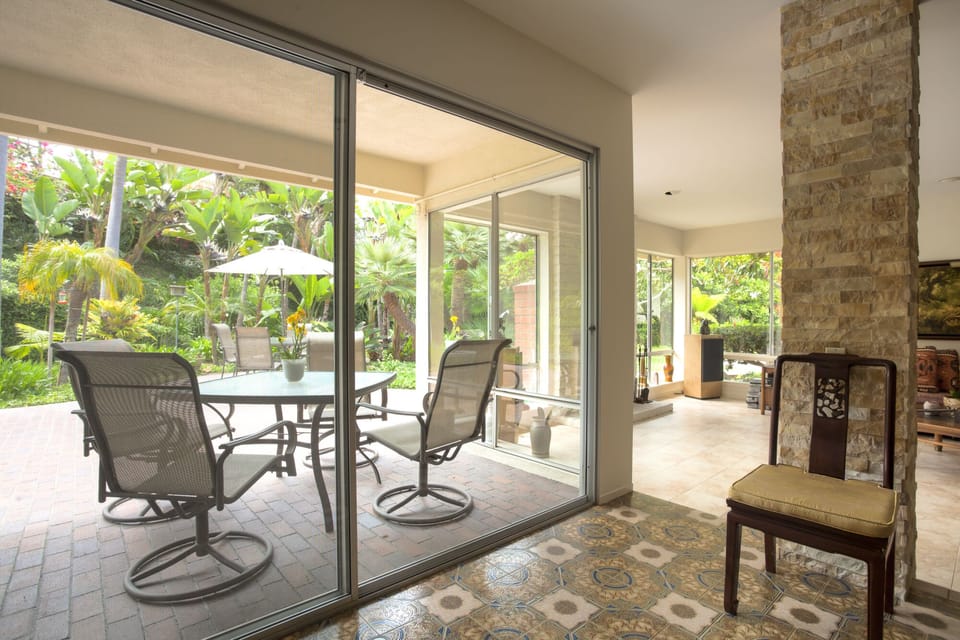 Porch furniture in shaded spot