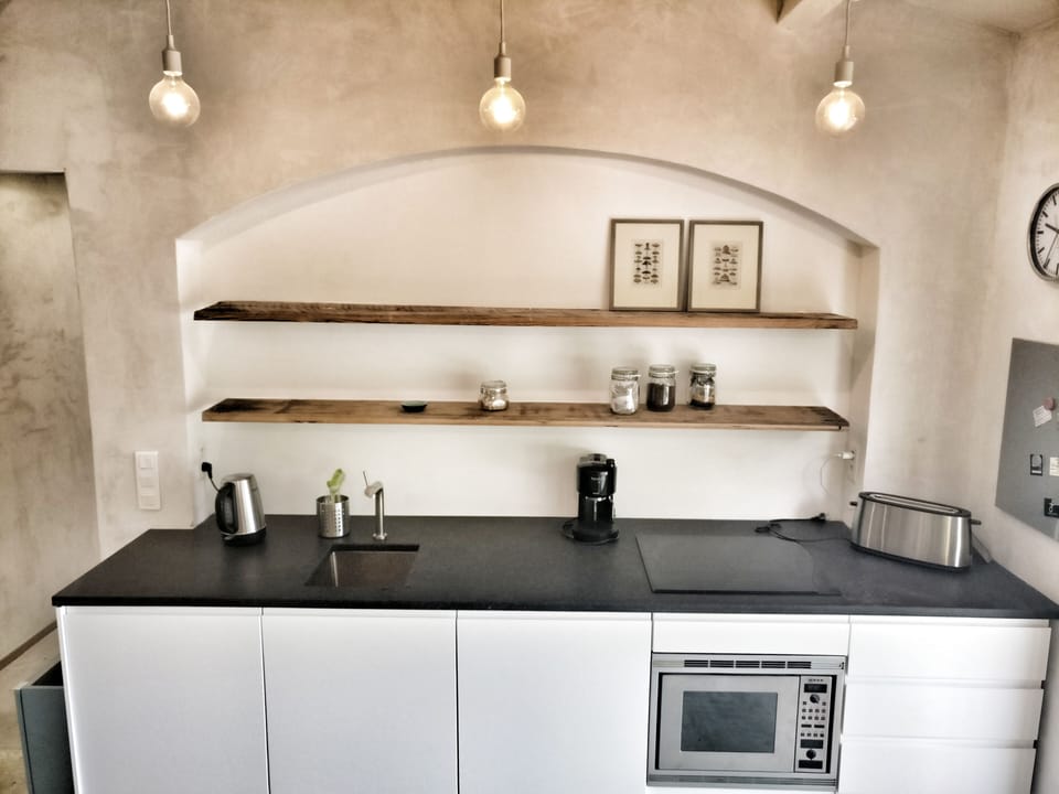 Wooden shelves salvaged from a chateau