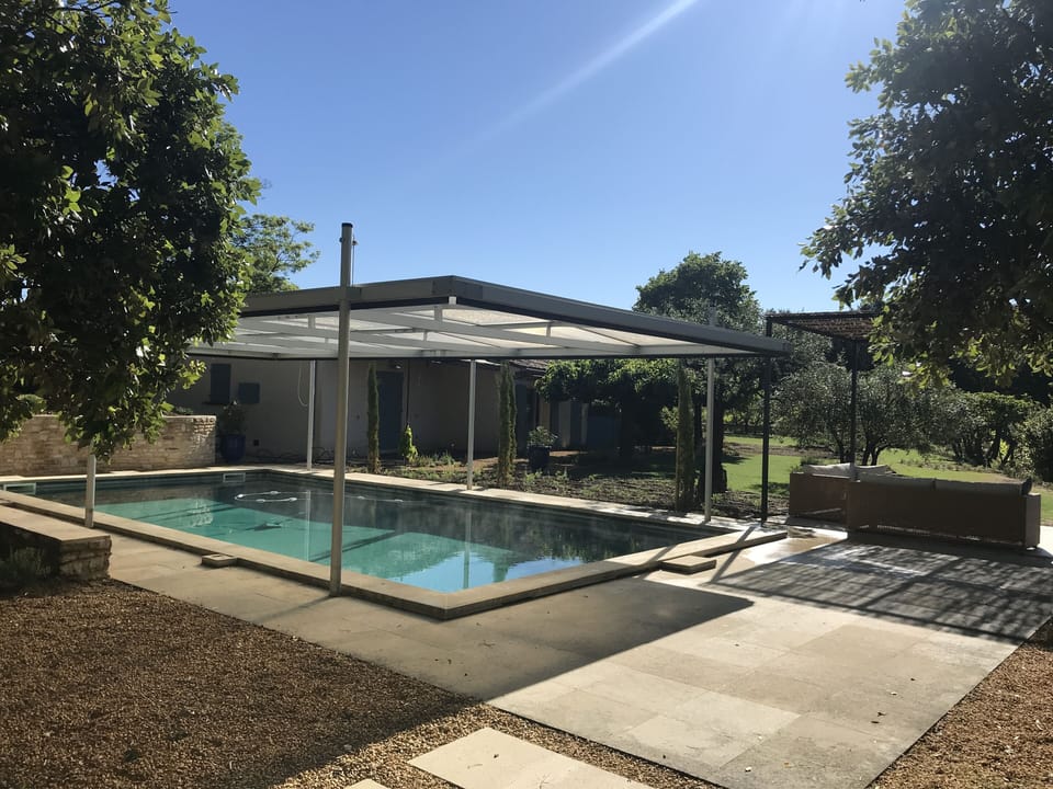 Early morning view of pool with very safe cover 