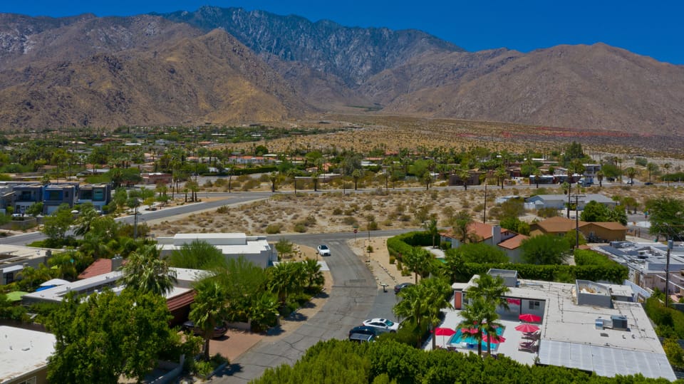 Ariel view of Neon Oasis with Mountain View 