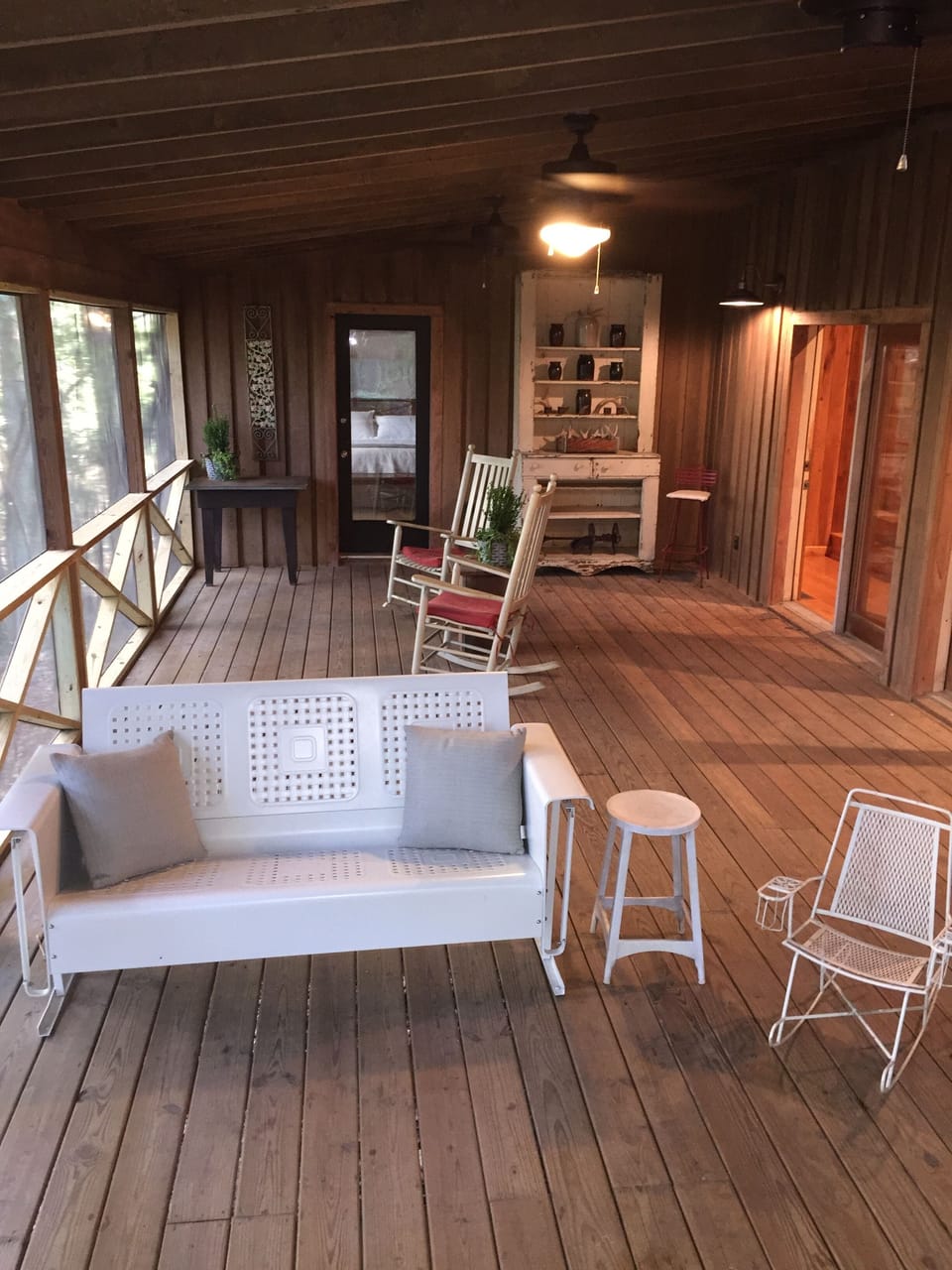 Screen Porch - 15 feet X 30 Feet - My Favorite space of the entire cabin -Dining table coming.  This room will be finished by the fall and it will be perfect!