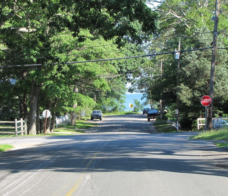 500 feet to the private block association beach at the end of the road
