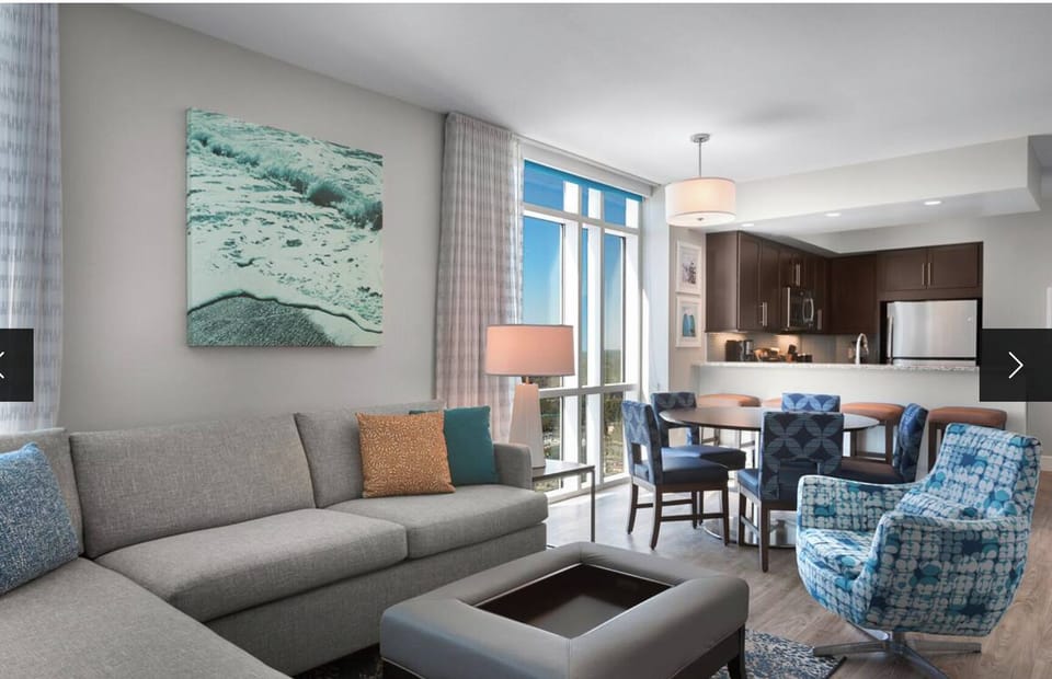 Living, dining, full kitchen