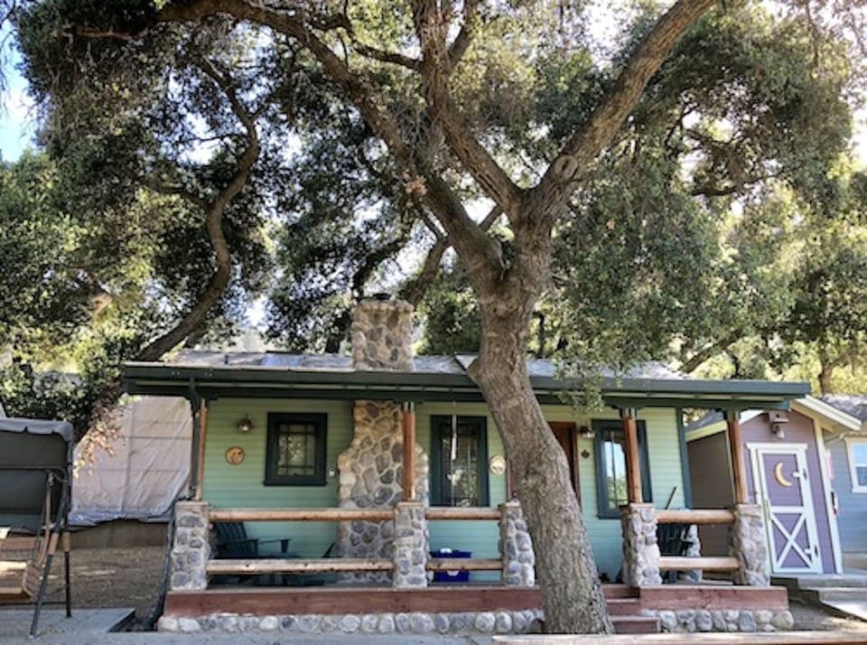 Massive oak trees tower above the Love Nest, creating a cooler spot in Summer.