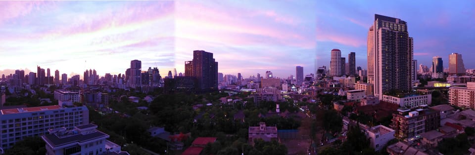 Panoramic sunset view from balcony