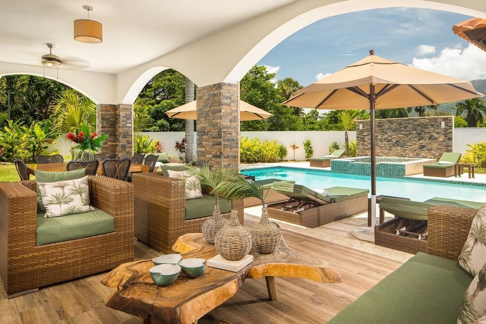 Each villa offers guests a private pool with comfortable outdoor areas.